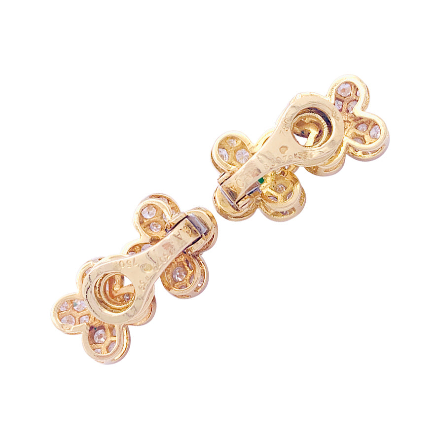 Clips Van Cleef & Arpels, "Fleurette", en or jaune, diamants et émeraudes.