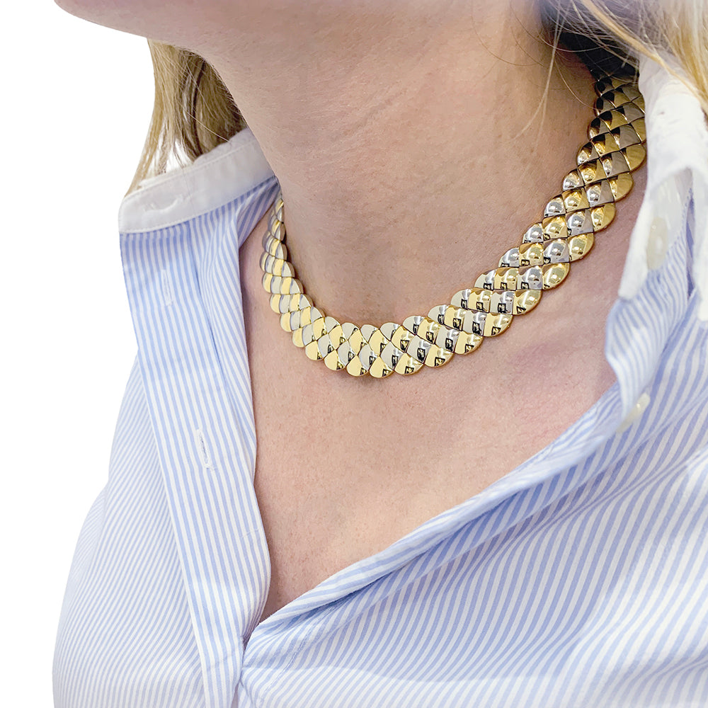Aldebert necklace in yellow and white gold.