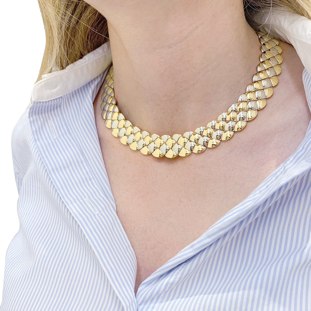 Aldebert necklace in yellow and white gold.