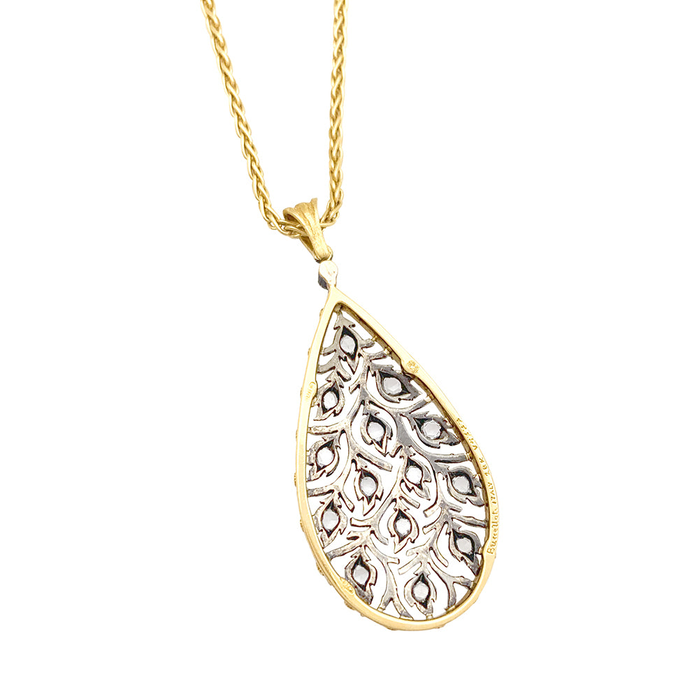 Buccellati "Ramage" necklace in two golds and diamonds.