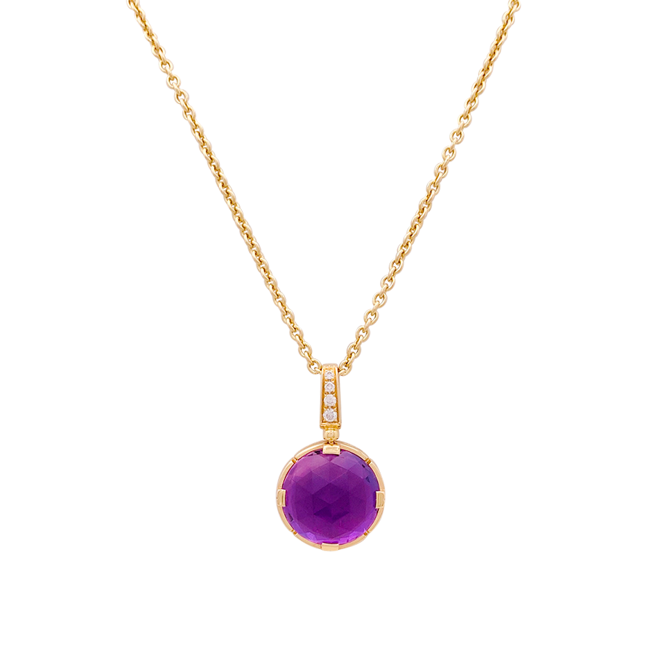 Collier Bulgari, "Parentesi Cocktail", or rose, améthyste, diamants.