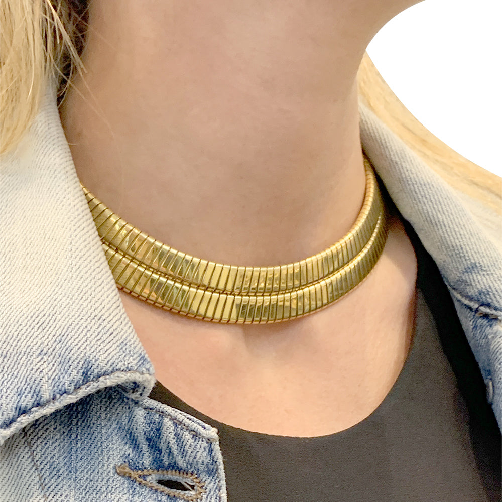 Vintage Bulgari necklace, "Tubogas", yellow gold.