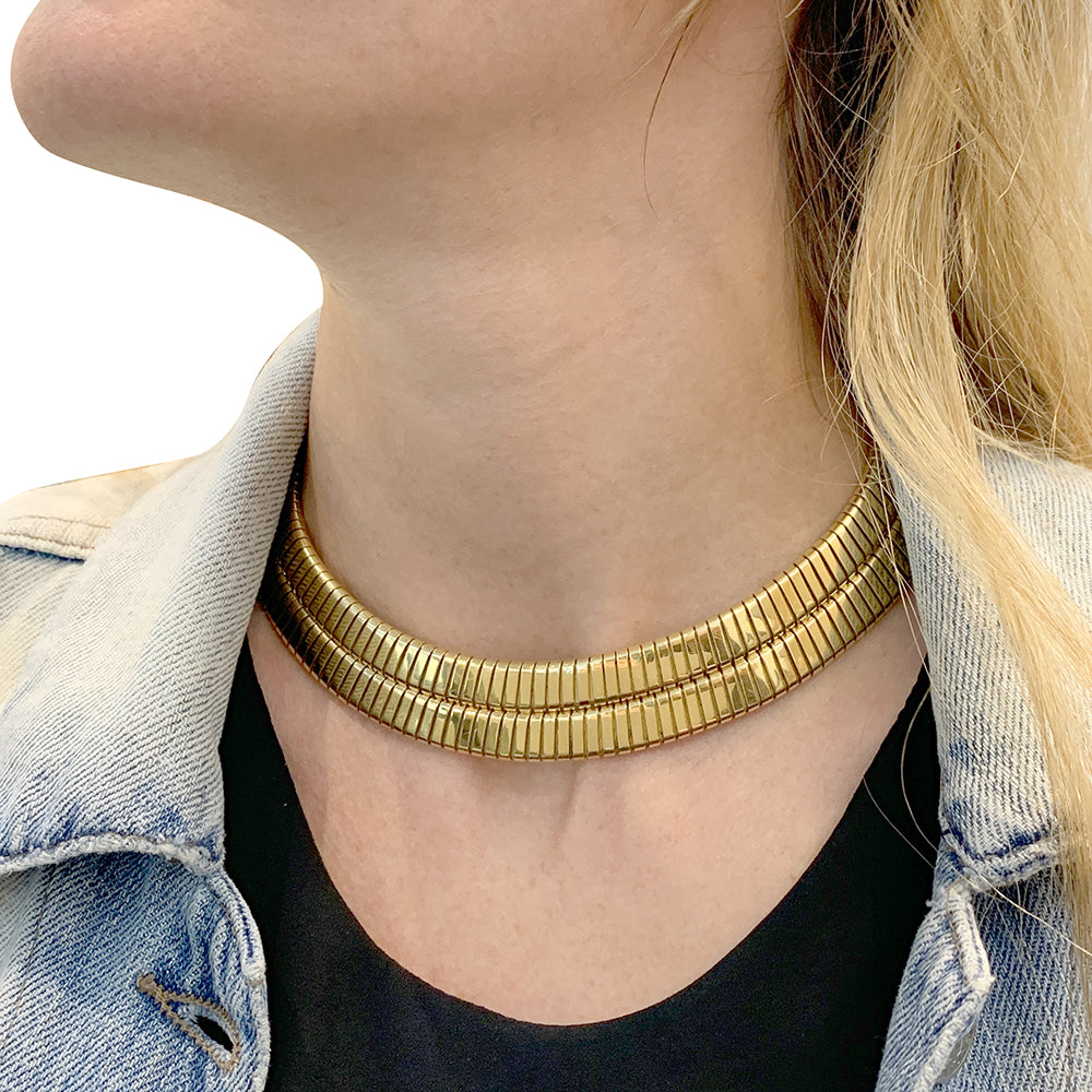 Vintage Bulgari necklace, "Tubogas", yellow gold.