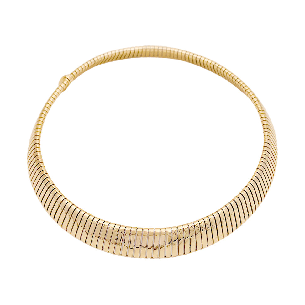 Vintage Bulgari necklace, "Tubogas", yellow gold, steel.