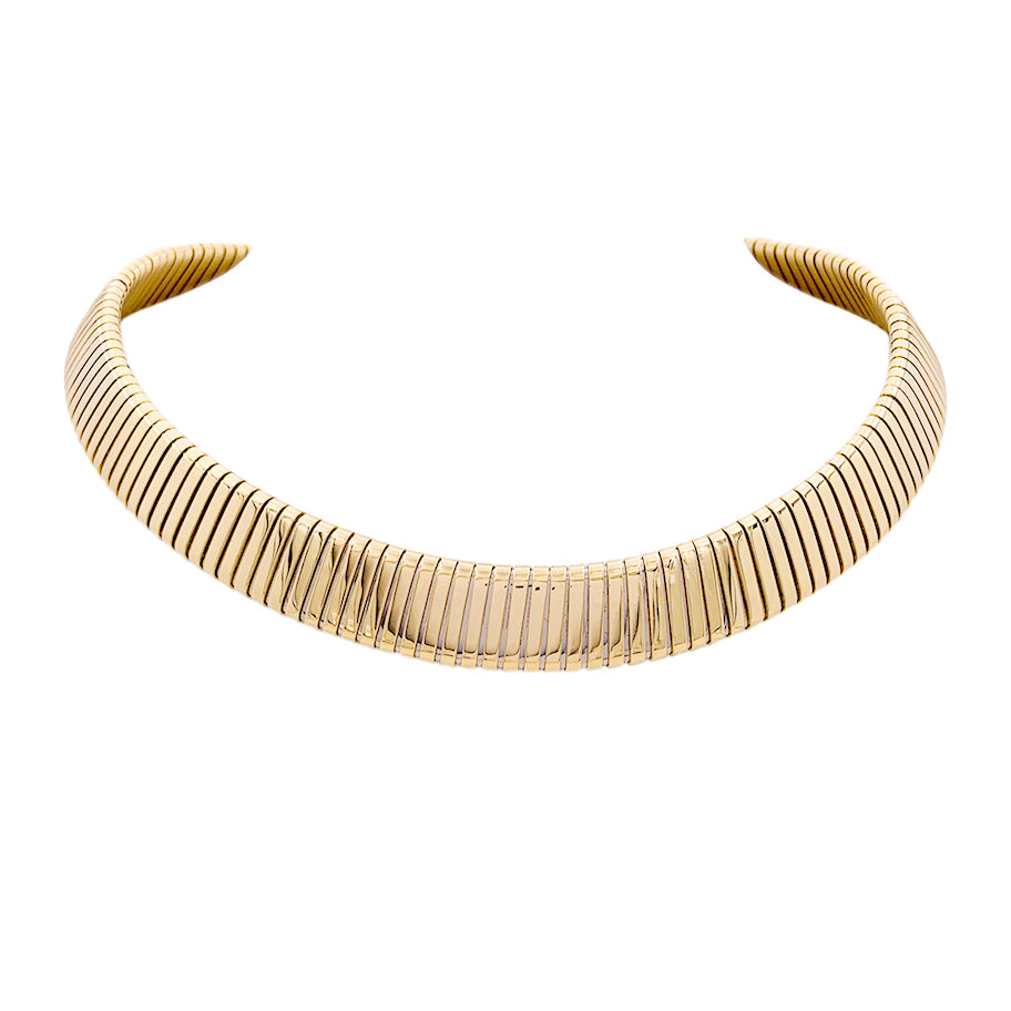 Collier Bulgari vintage, "Tubogas", or jaune, acier.