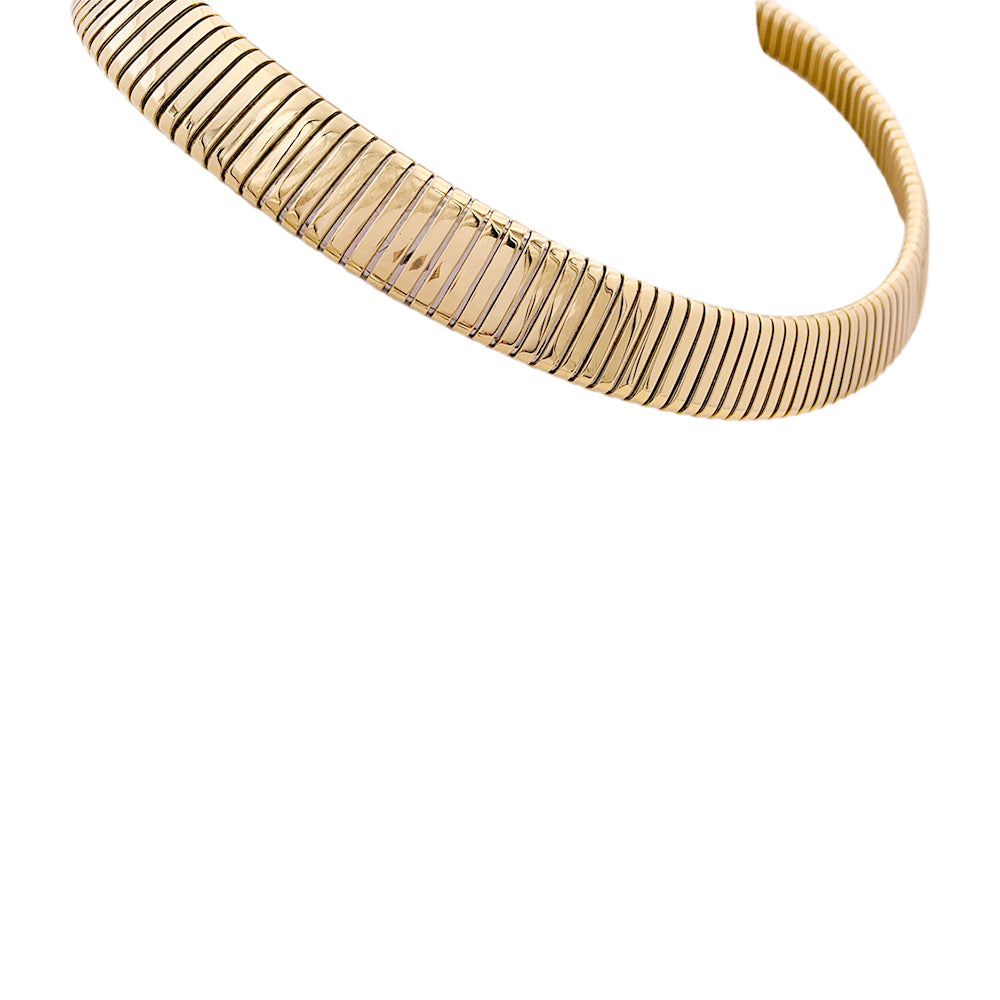 Vintage Bulgari necklace, "Tubogas", yellow gold, steel.