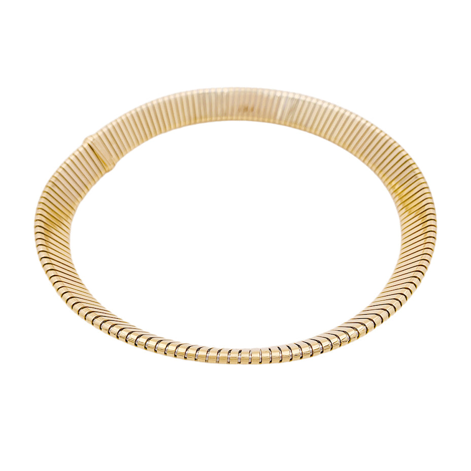 Vintage Bulgari necklace, "Tubogas", yellow gold, steel.