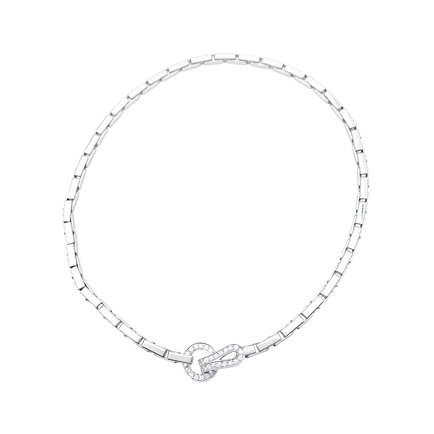 Collier Cartier "Agrafe" en or blanc et diamants.