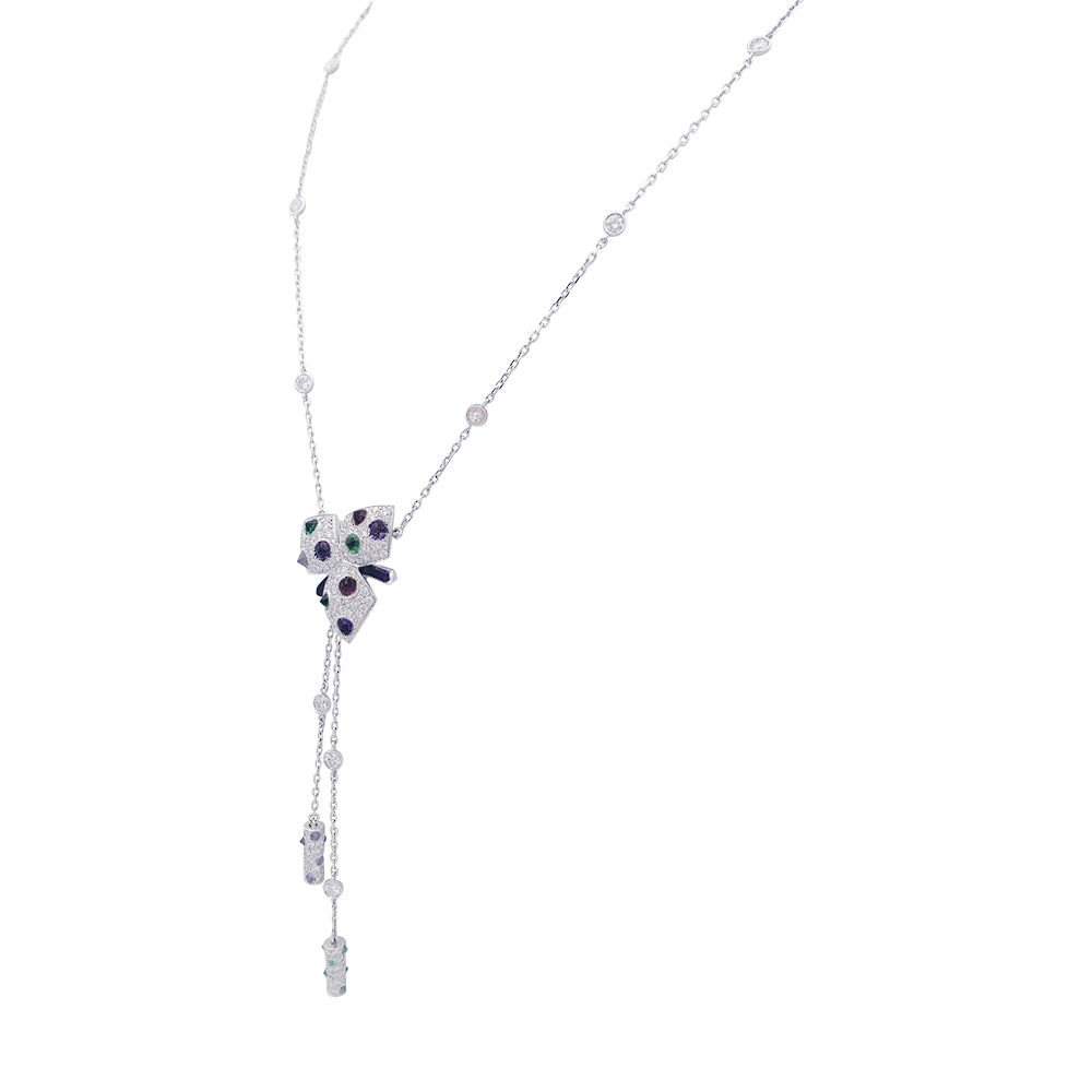 Cartier necklace, "Caresses d'Orchidées", white gold and colored stones.