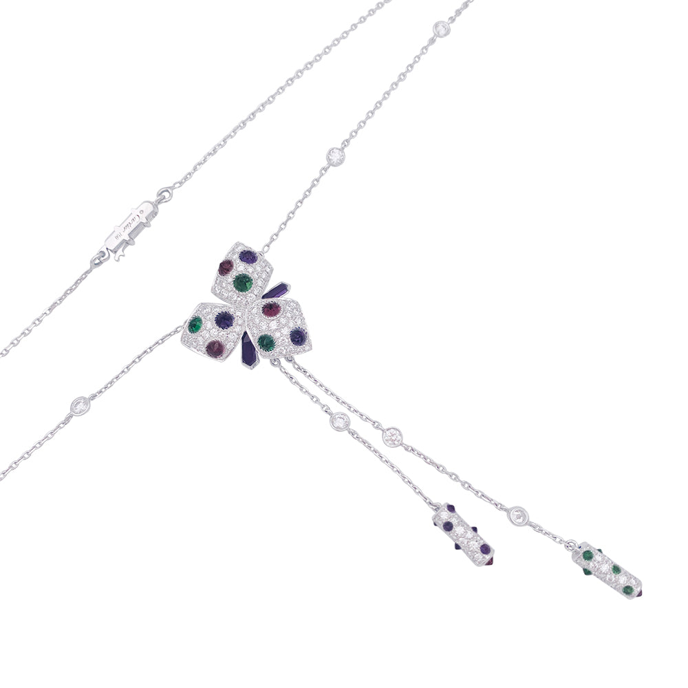 Cartier necklace, "Caresses d'Orchidées", white gold and colored stones.