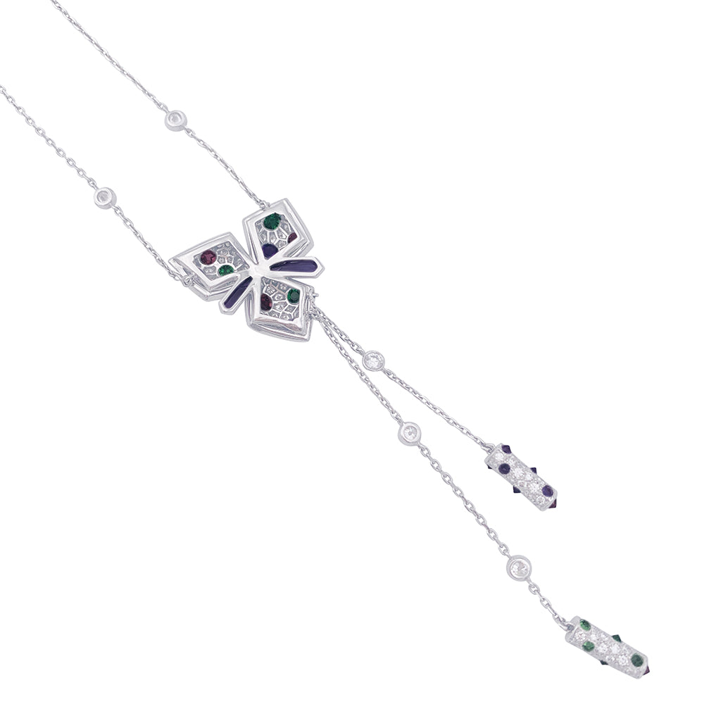 Cartier necklace, "Caresses d'Orchidées", white gold and colored stones.