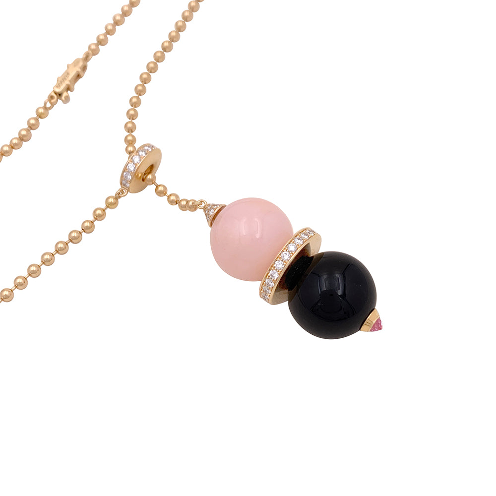Cartier "Evasion Joaillière" necklace in pink gold, diamonds, colored stones.