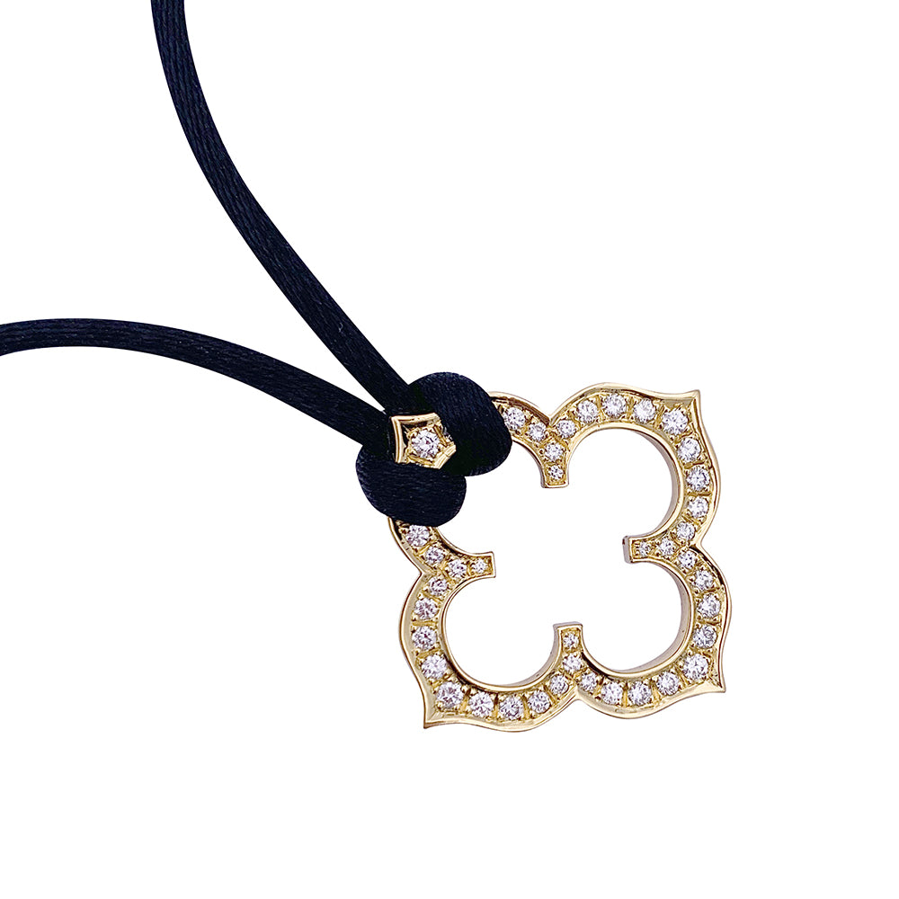 Cartier necklace, "Gothic Clover", yellow gold and diamonds.