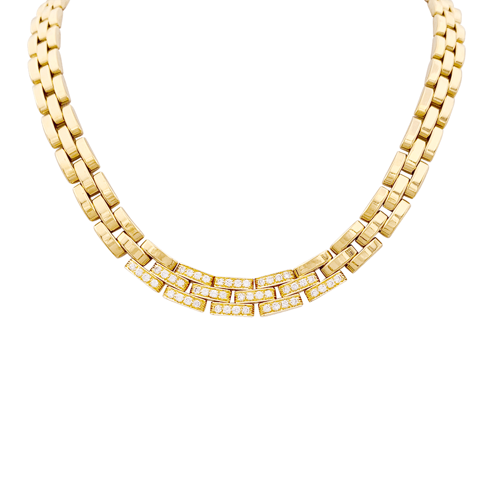 Collier Cartier "Tyrana", or jaune, diamants. - Maison Eloe