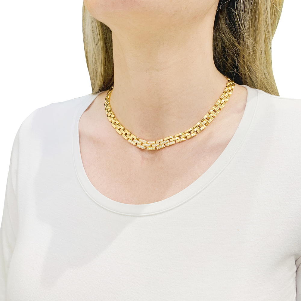 Cartier "Tyrana" necklace, yellow gold, diamonds.