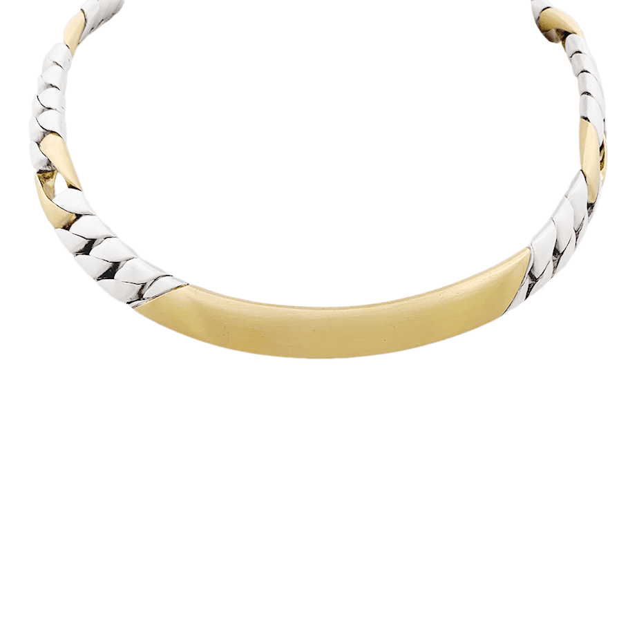 Collier Chaumet, "Gourmette", or jaune, argent. - Maison Eloe