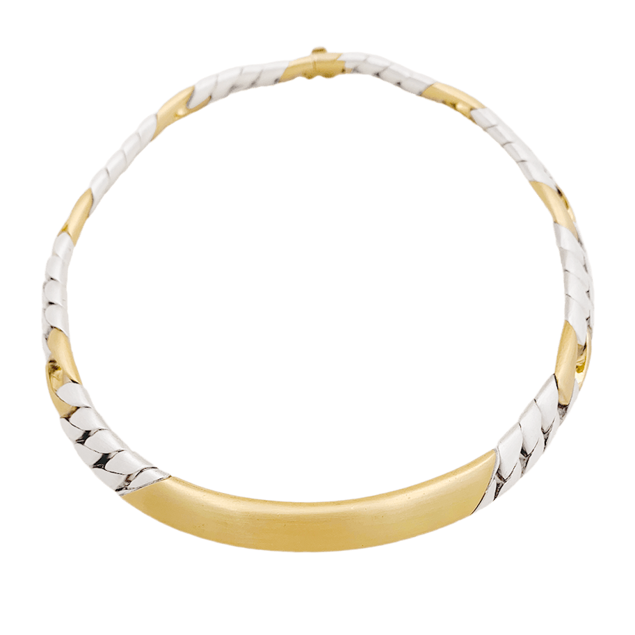 Collier Chaumet, "Gourmette", or jaune, argent. - Maison Eloe