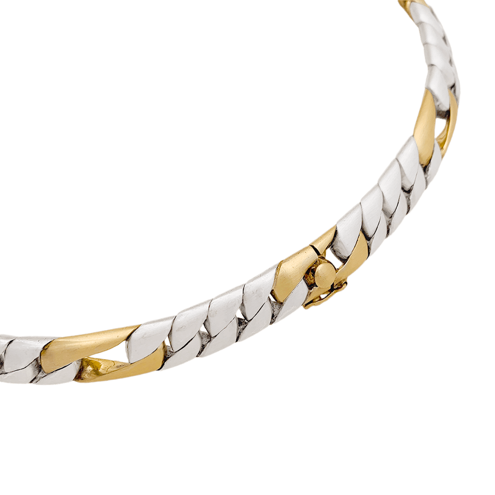 Collier Chaumet, "Gourmette", or jaune, argent. - Maison Eloe