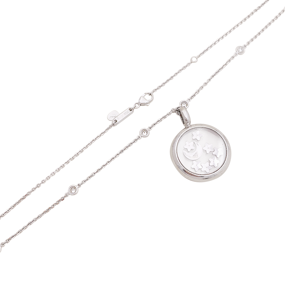 Collier Chopard "Happy Diamonds" or blanc, diamants. - Maison Eloe