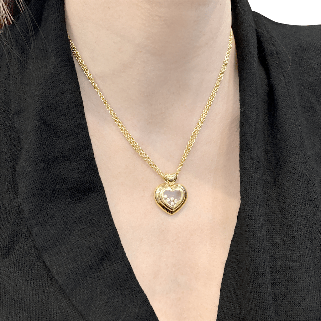 Collier Chopard "Happy Diamonds" or jaune, diamants. - Maison Eloe