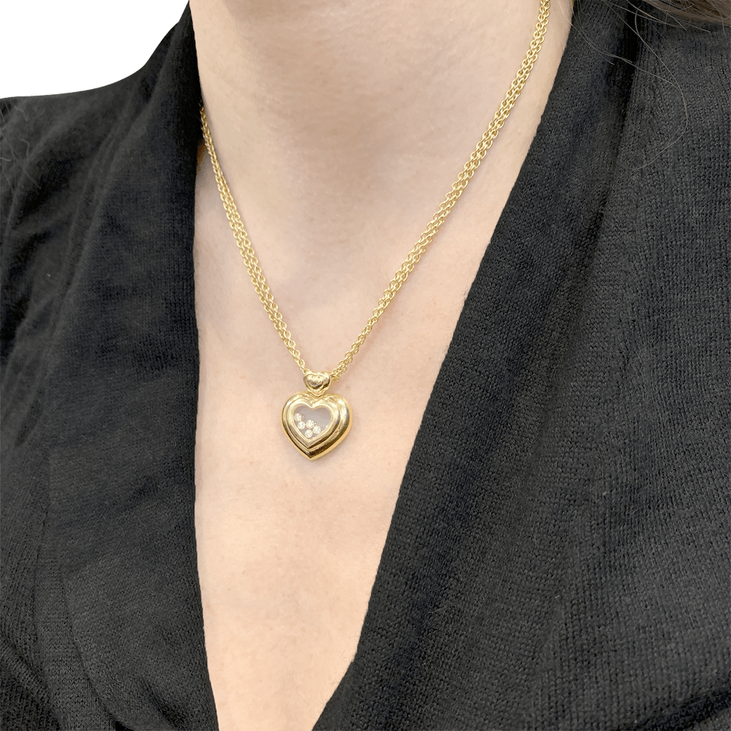 Collier Chopard "Happy Diamonds" or jaune, diamants. - Maison Eloe