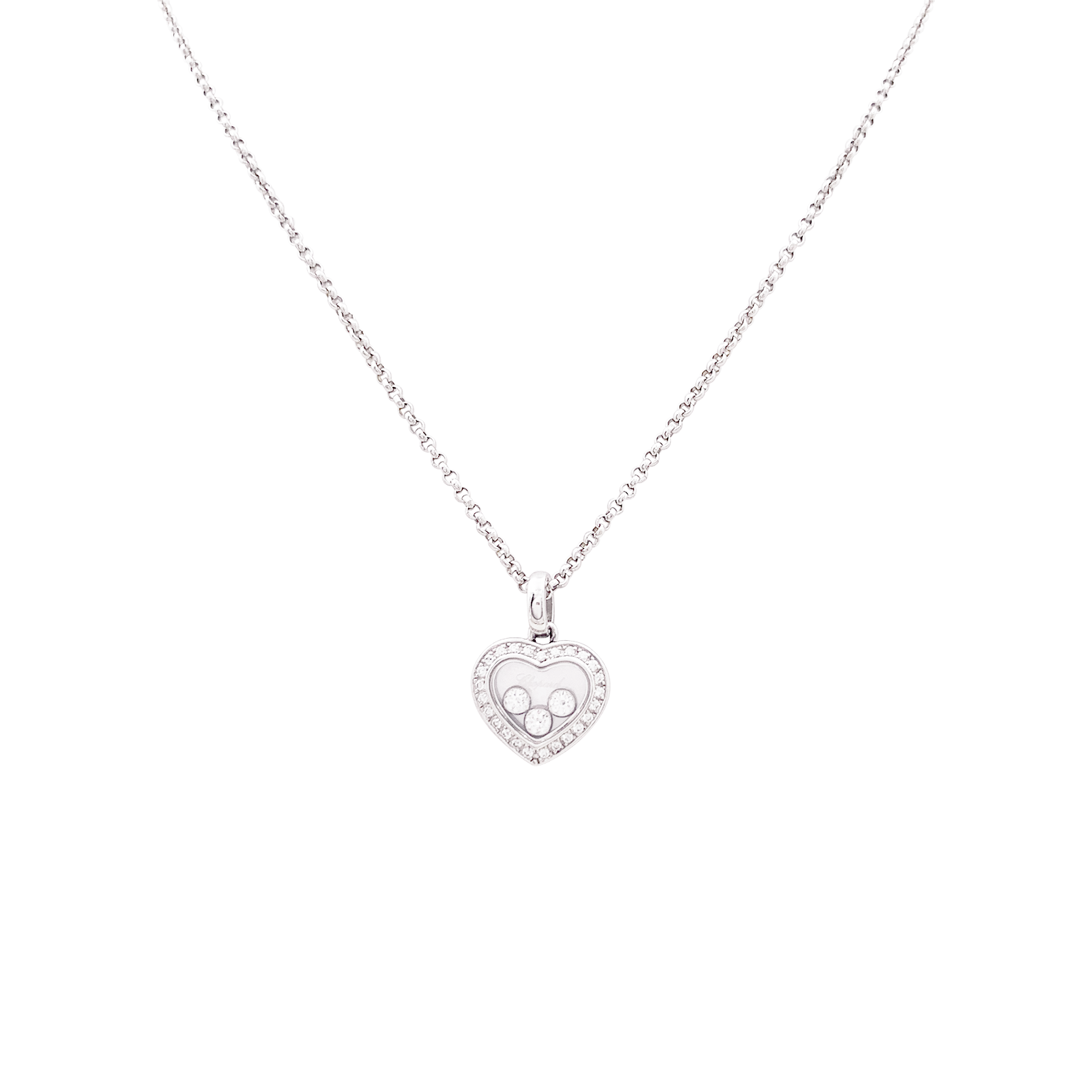 Collier Chopard "Happy Diamonds Icons" or blanc, diamants.