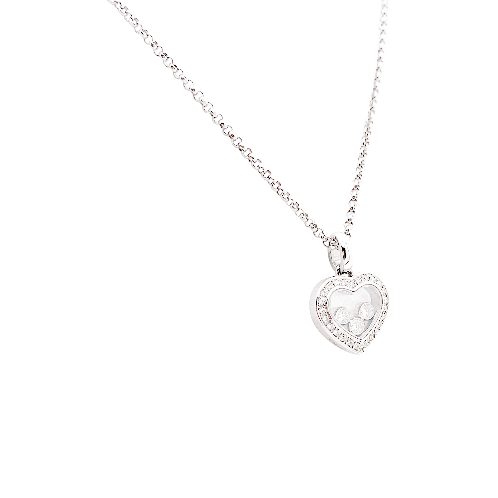 Collier Chopard "Happy Diamonds Icons" or blanc, diamants.