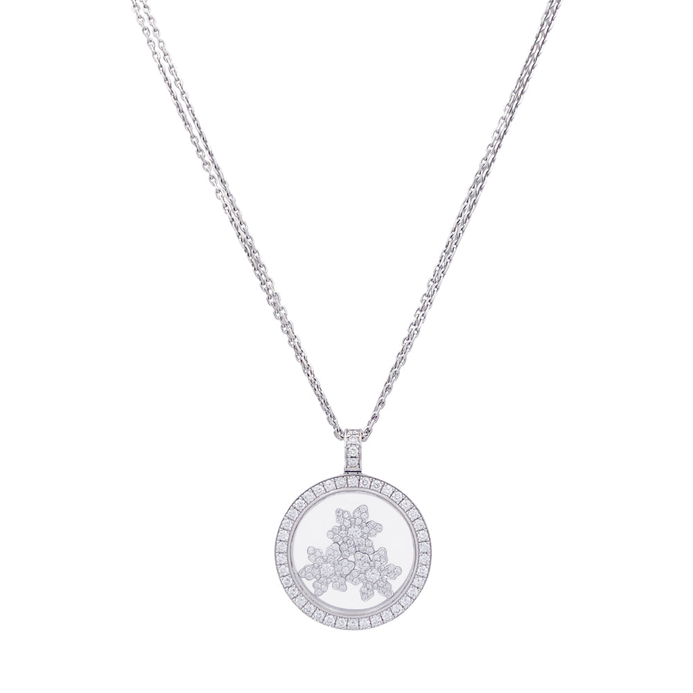 Collier Chopard, "Happy Snow Flakes", or blanc, diamants.