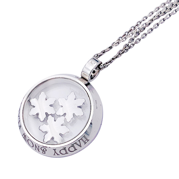 Collier Chopard, "Happy Snow Flakes", or blanc, diamants.