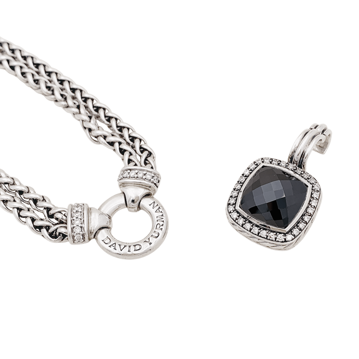 Collier David Yurman, "Grand Albion", argent, hématite, diamants. - Maison Eloe