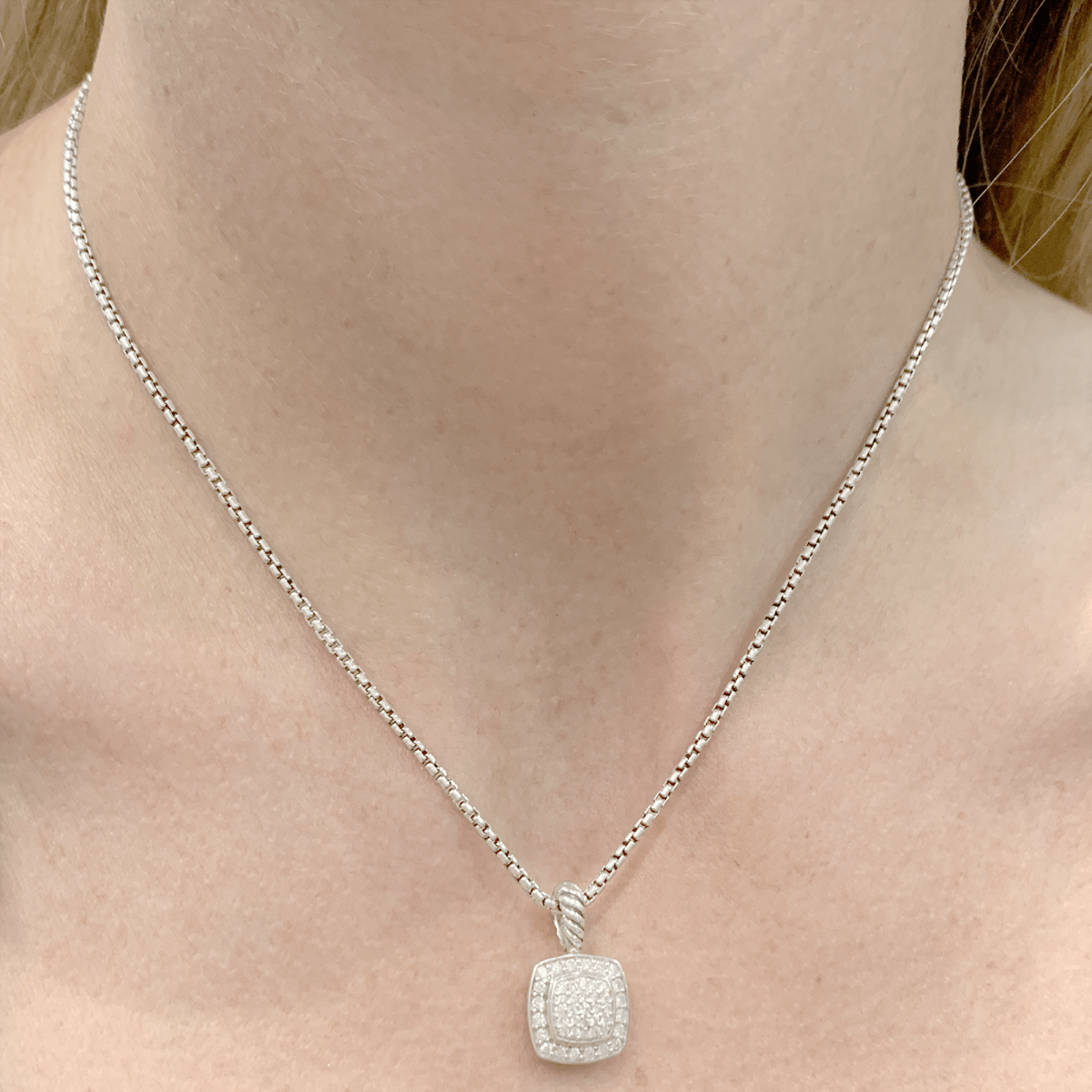 Collier David Yurman, "Petite Albion", argent, diamants. - Maison Eloe