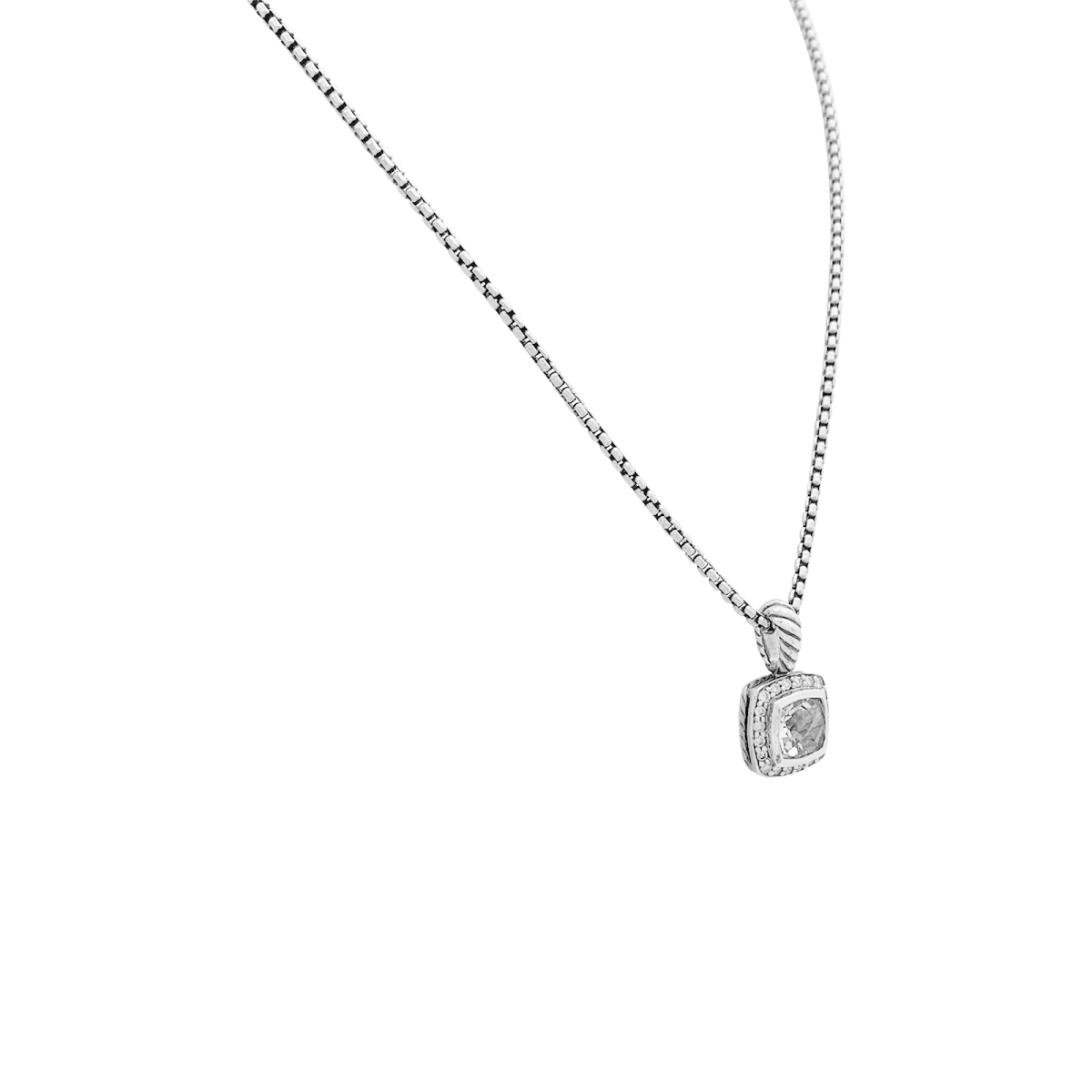 Collier David Yurman, "Petite Albion", argent, topaze blanche, diamants. - Maison Eloe