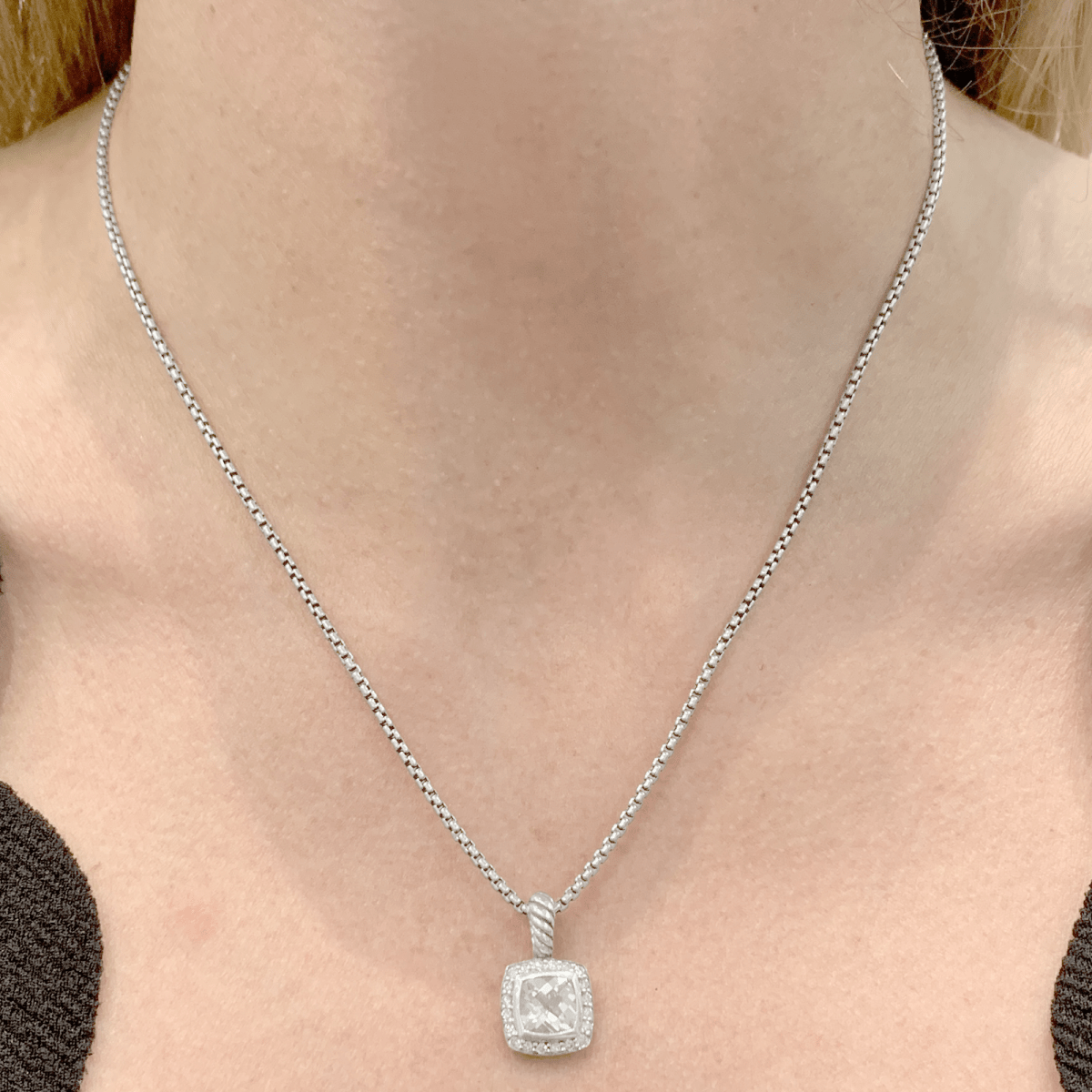 Collier David Yurman, "Petite Albion", argent, topaze blanche, diamants. - Maison Eloe