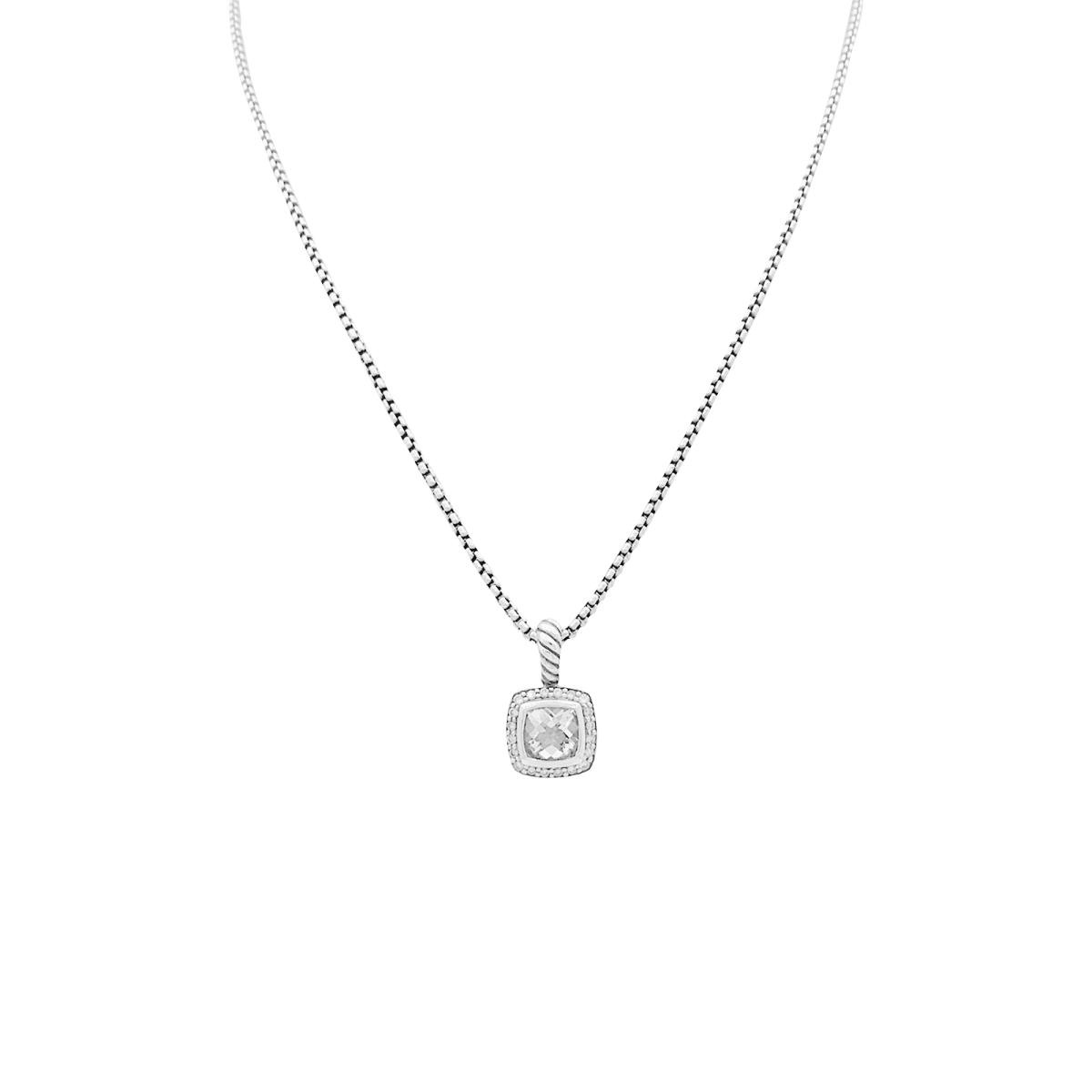Collier David Yurman, "Petite Albion", argent, topaze blanche, diamants. - Maison Eloe