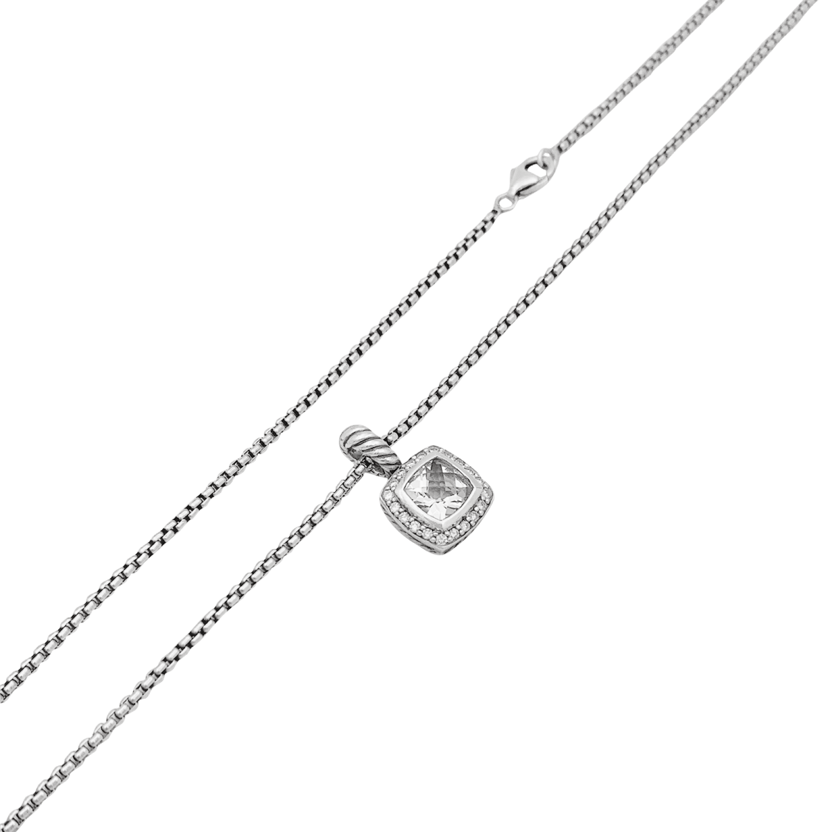 Collier David Yurman, "Petite Albion", argent, topaze blanche, diamants. - Maison Eloe