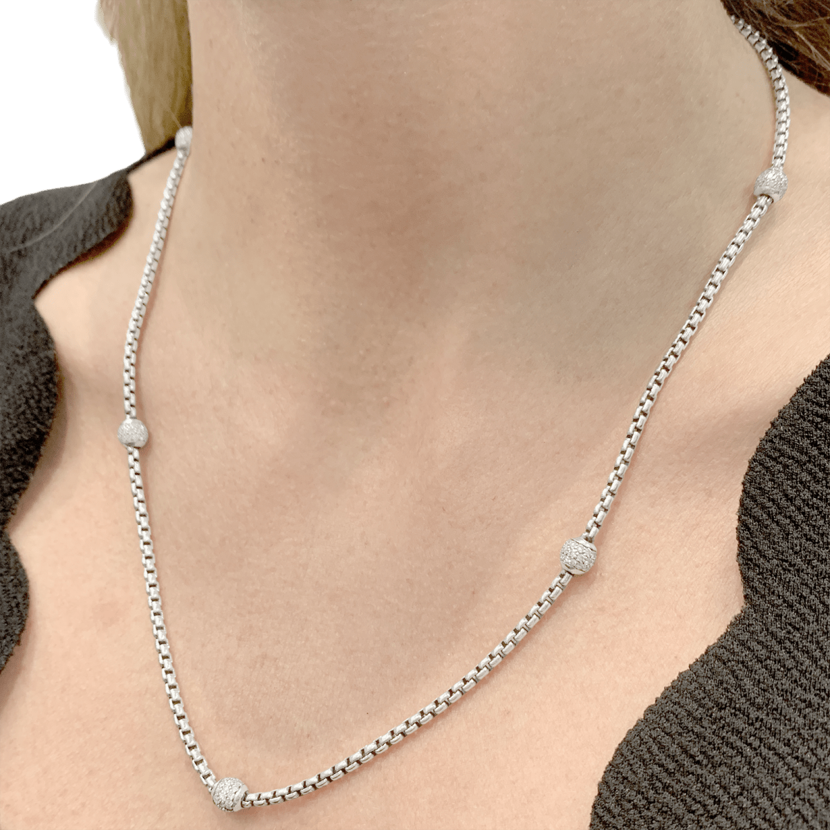 Collier David Yurman, argent, diamants. - Maison Eloe