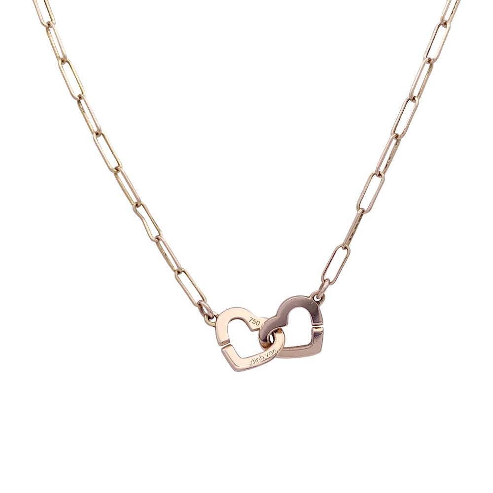 Collier Dinh Van, "Double Coeurs R9", or rose.
