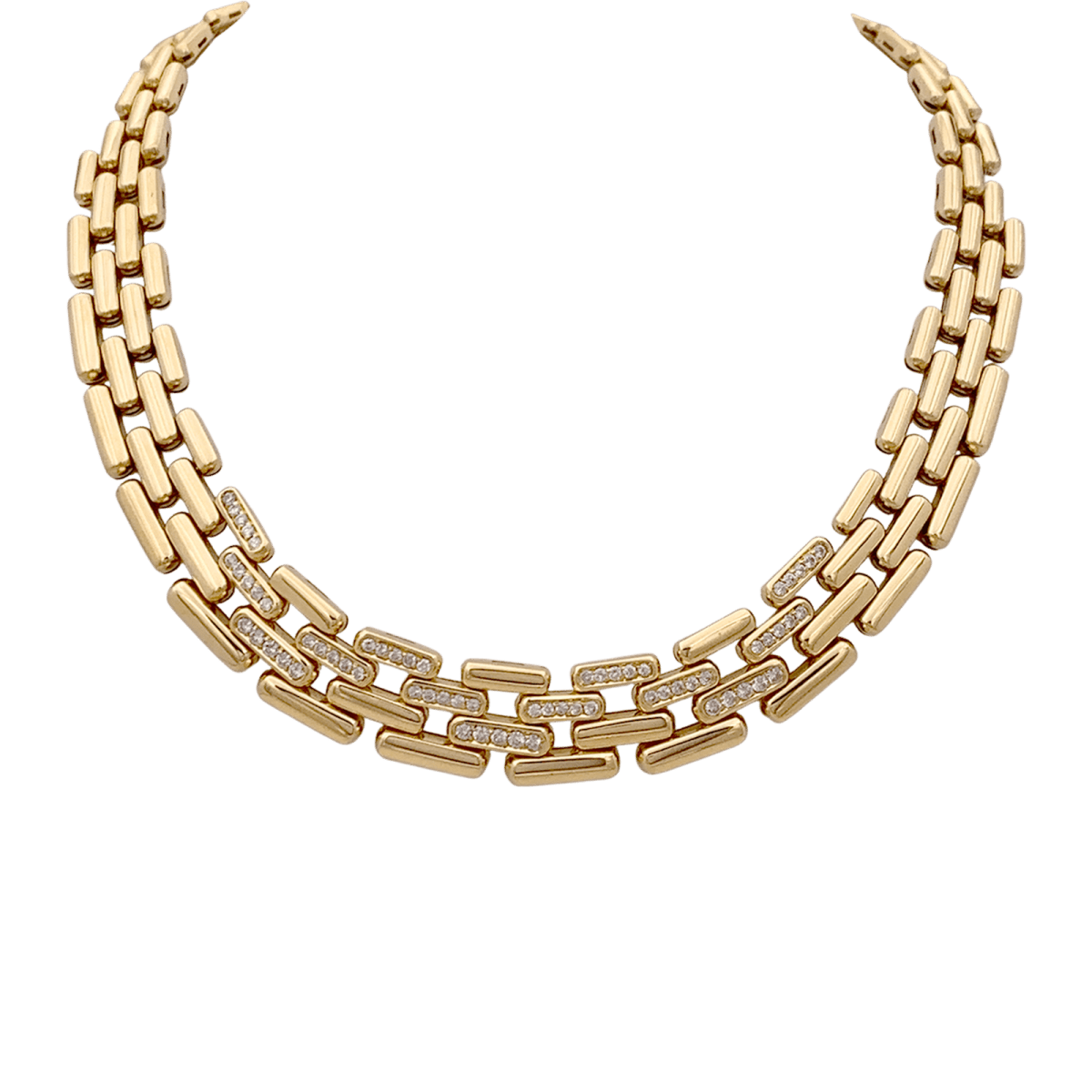 Collier Fred maillons articulés, or jaune, diamants. - Maison Eloe