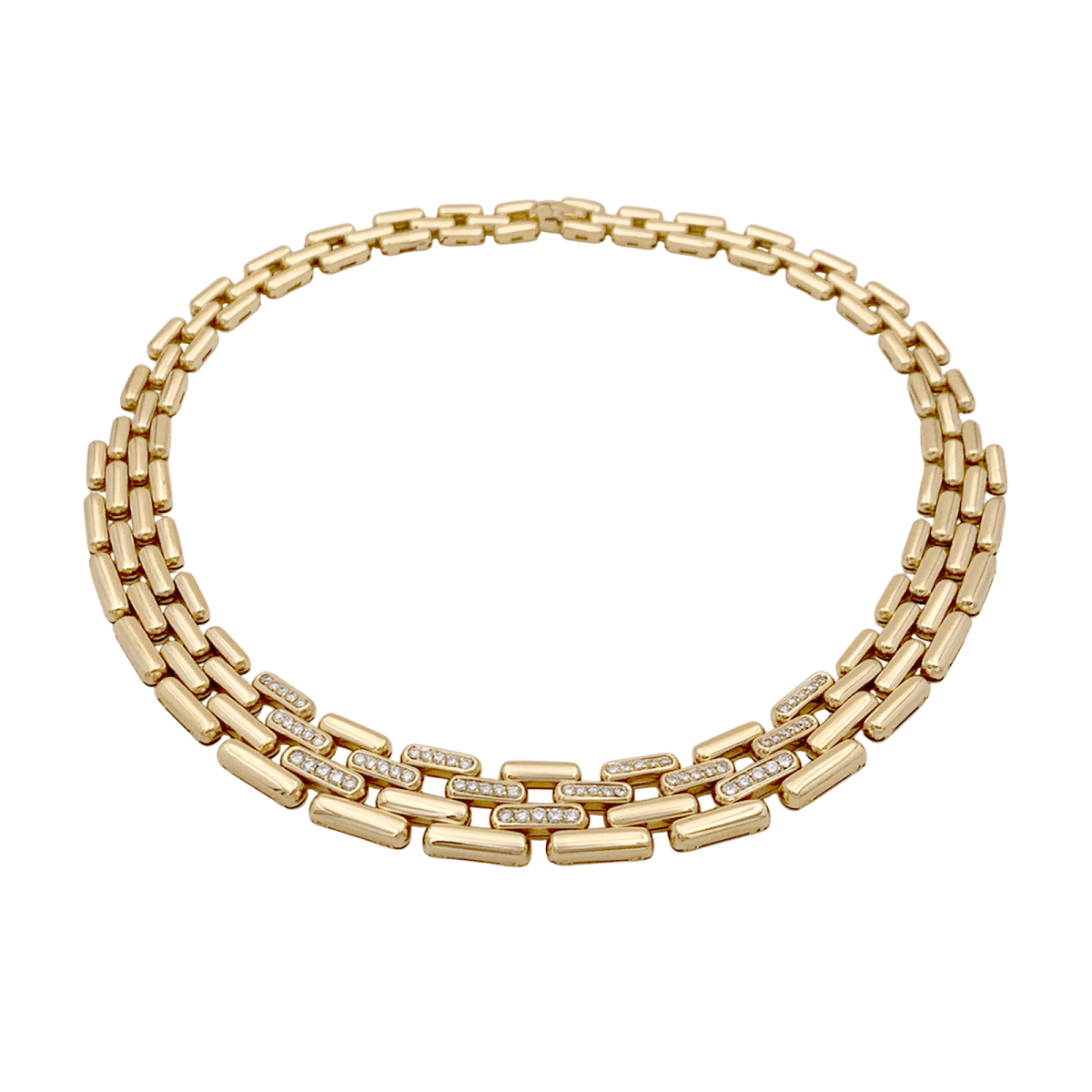 Collier Fred maillons articulés, or jaune, diamants. - Maison Eloe