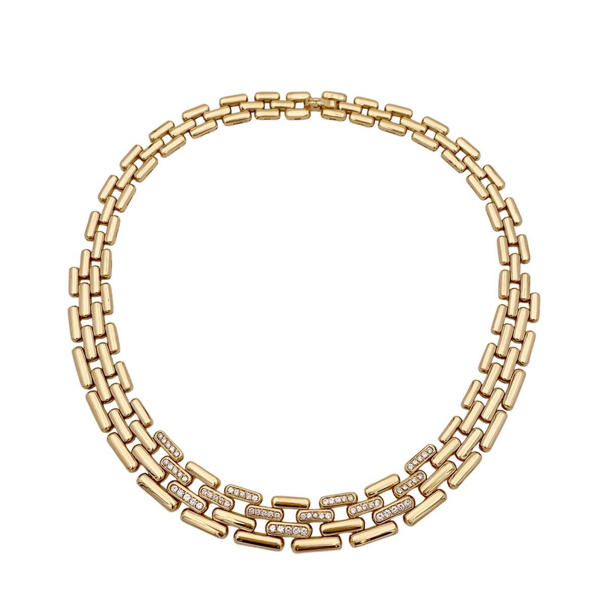 Collier Fred maillons articulés, or jaune, diamants. - Maison Eloe