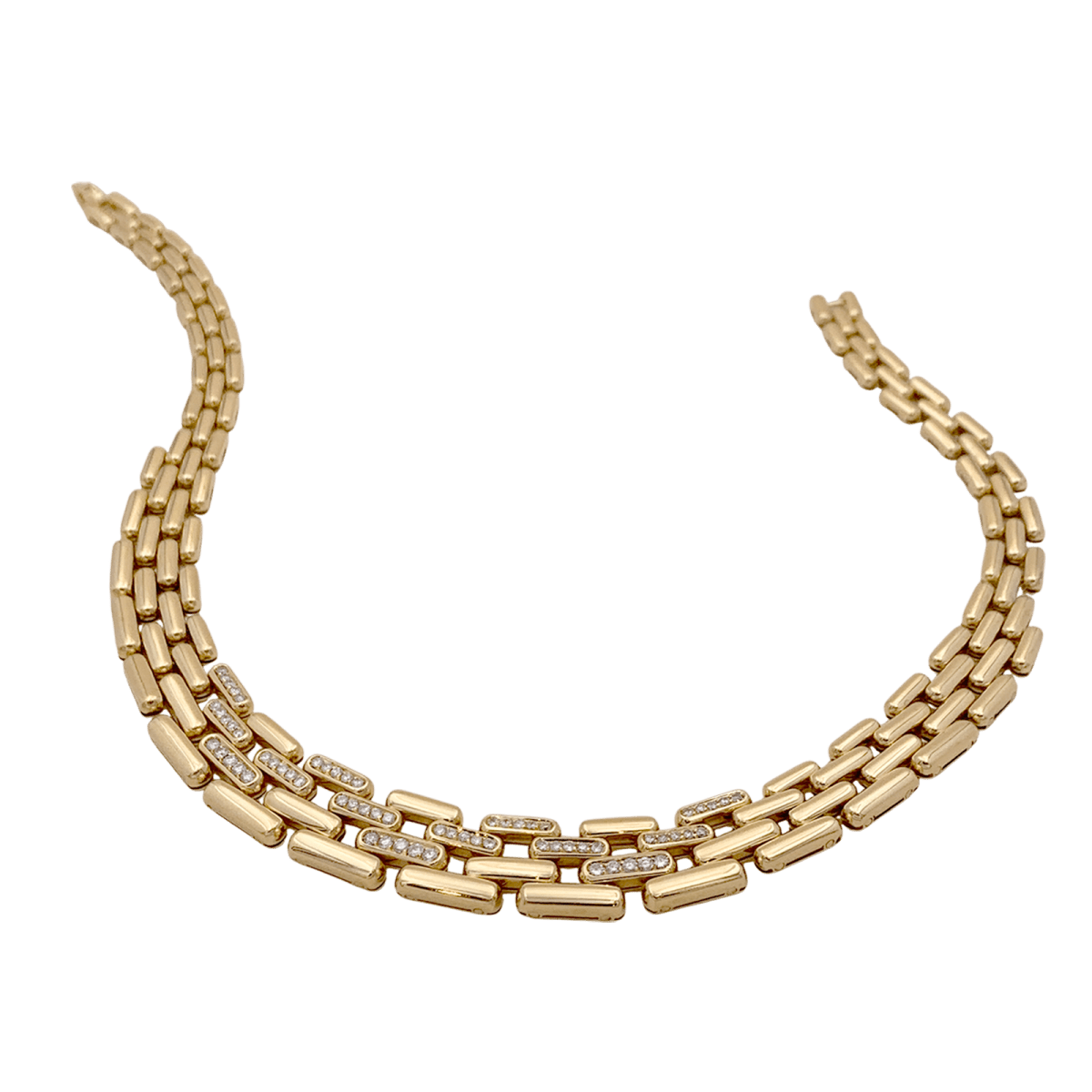 Collier Fred maillons articulés, or jaune, diamants. - Maison Eloe