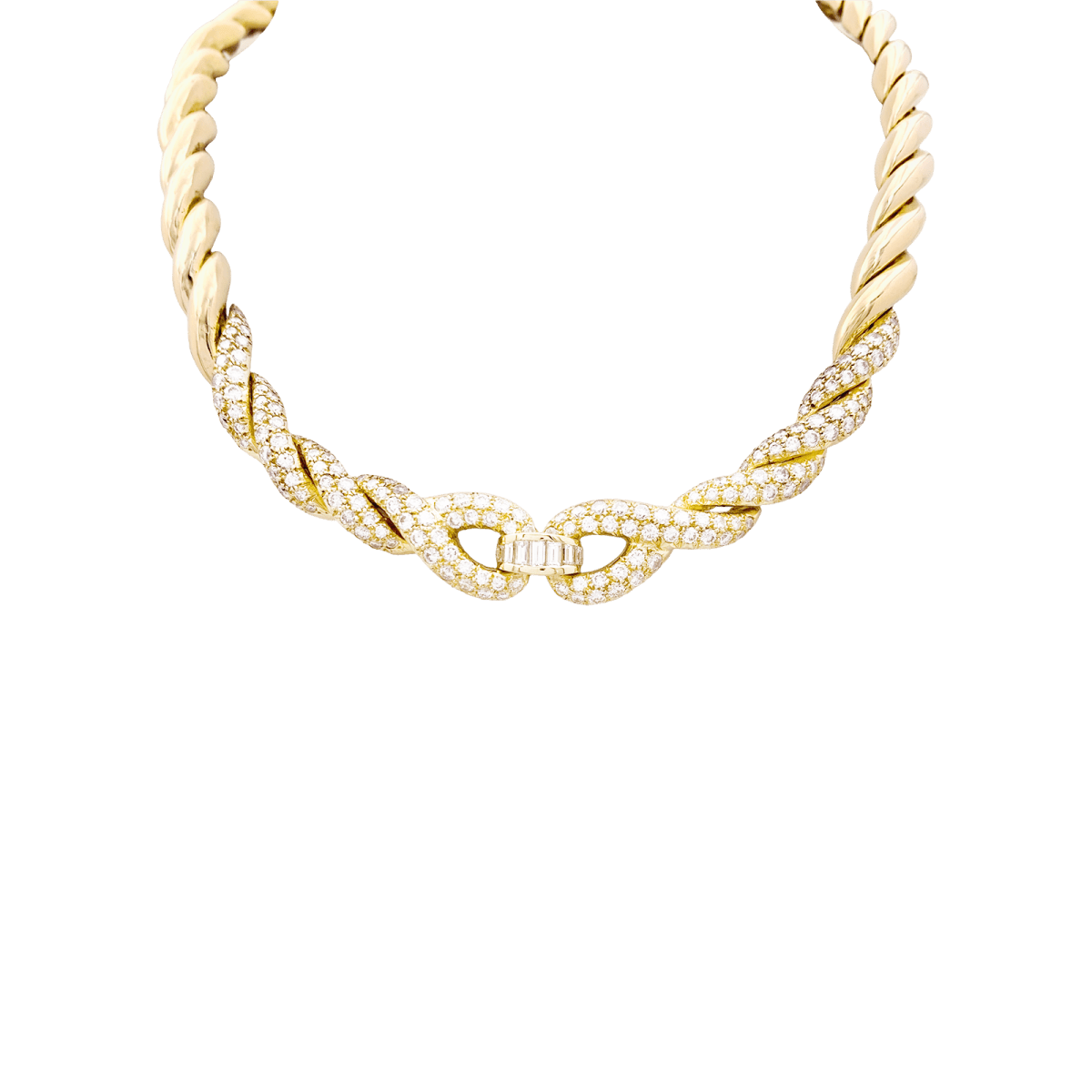 Collier vintage Fred, or jaune et diamants. - Maison Eloe