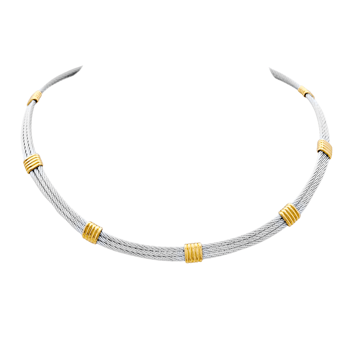 Collier Fred vintage "Force 10", or jaune, acier. - Maison Eloe