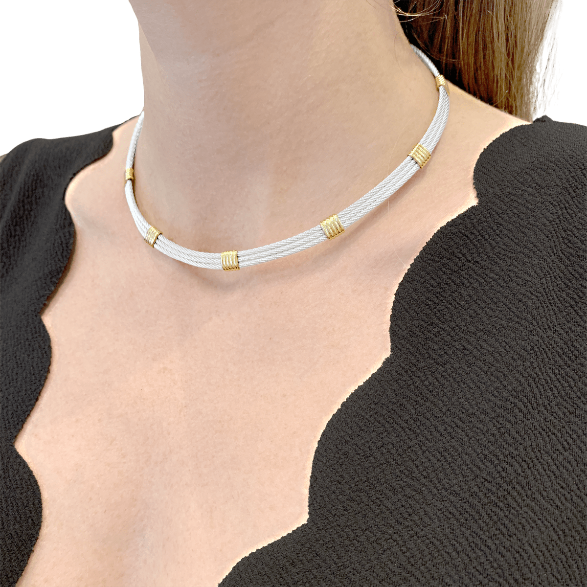 Collier Fred vintage "Force 10", or jaune, acier. - Maison Eloe