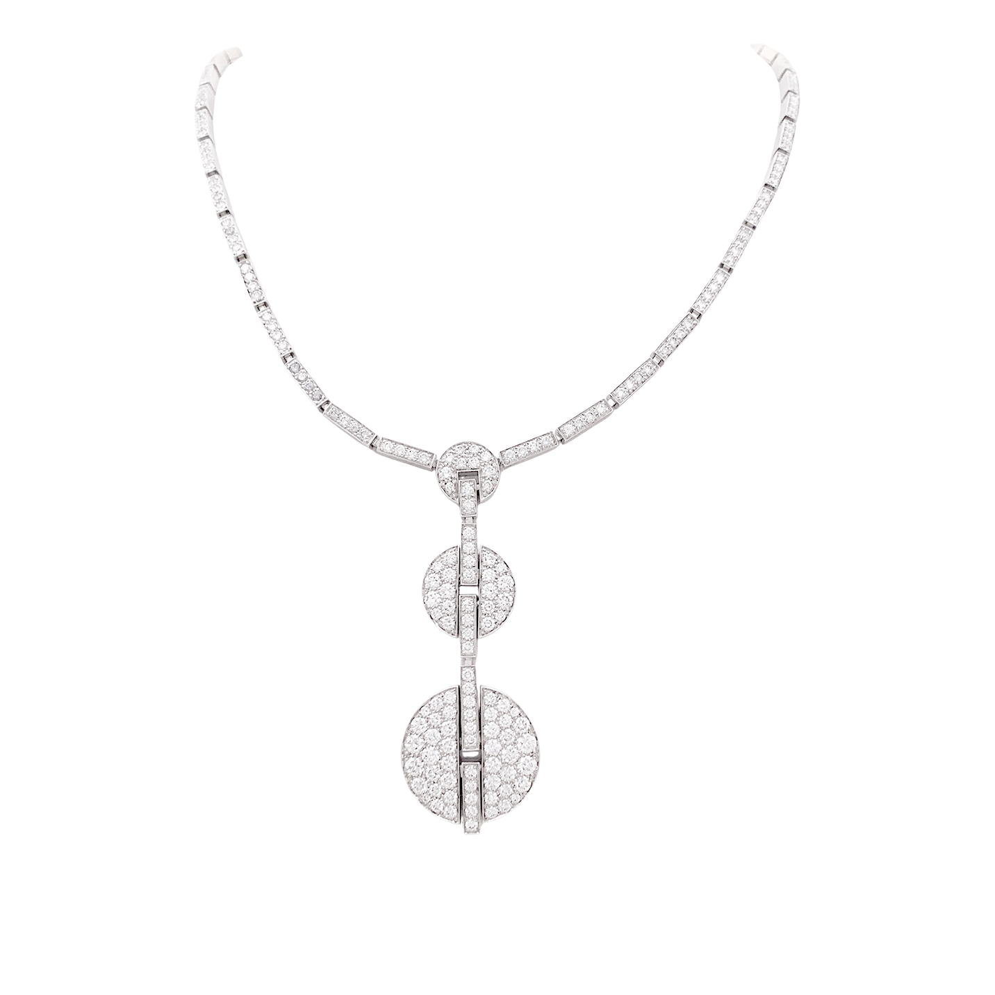 Collier Haute Joaillerie Cartier "Himalia" or blanc, diamants.