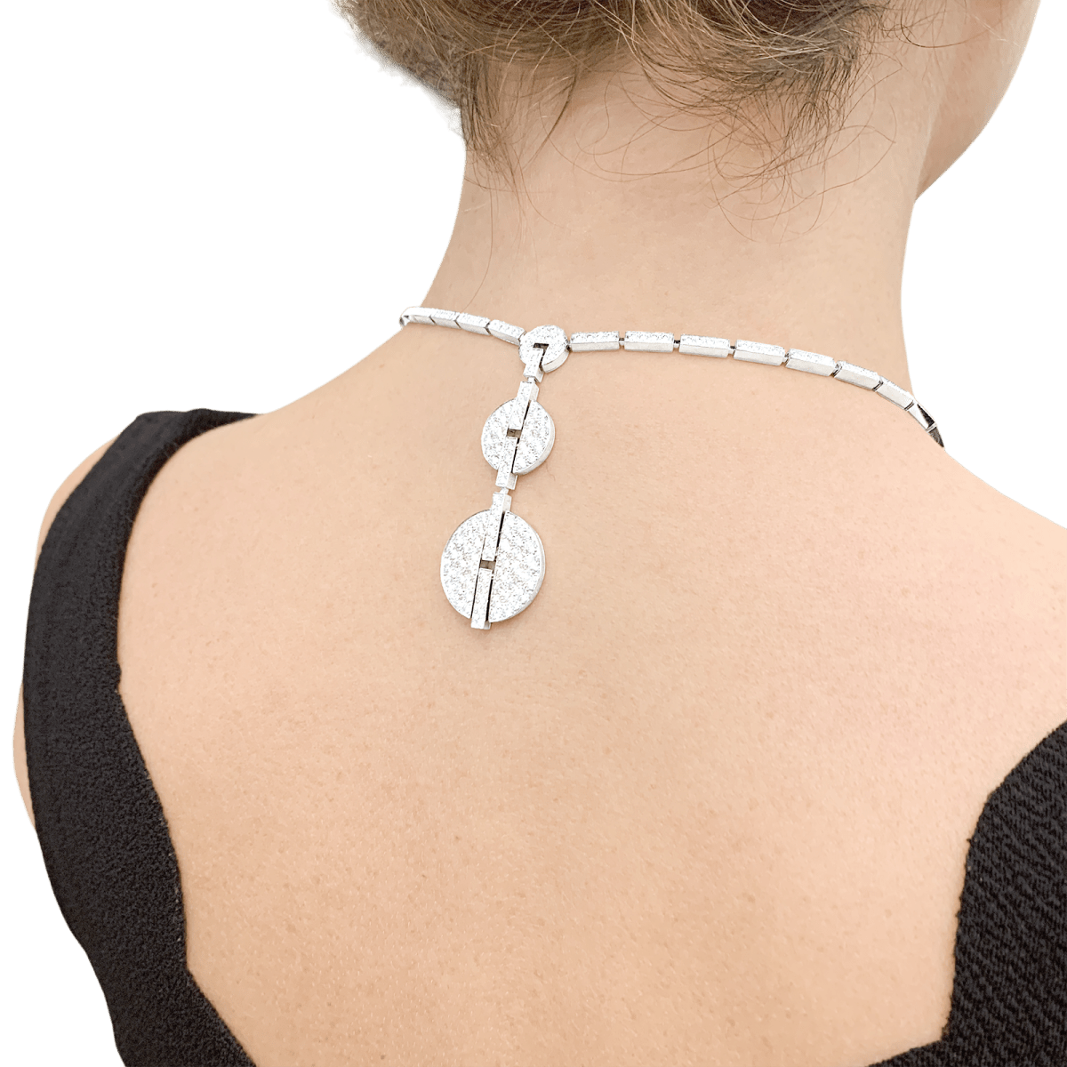 Collier Haute Joaillerie Cartier "Himalia" or blanc, diamants. - Maison Eloe