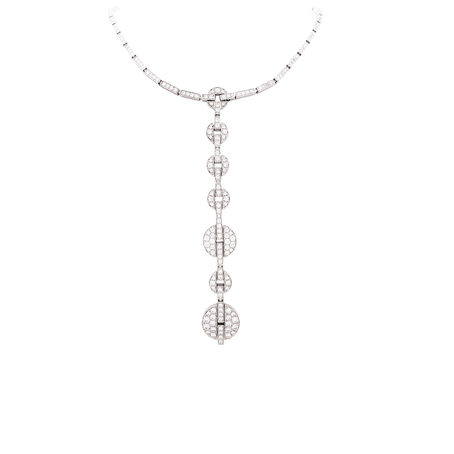 Cartier "Himalia" High Jewelry necklace in white gold and diamonds.