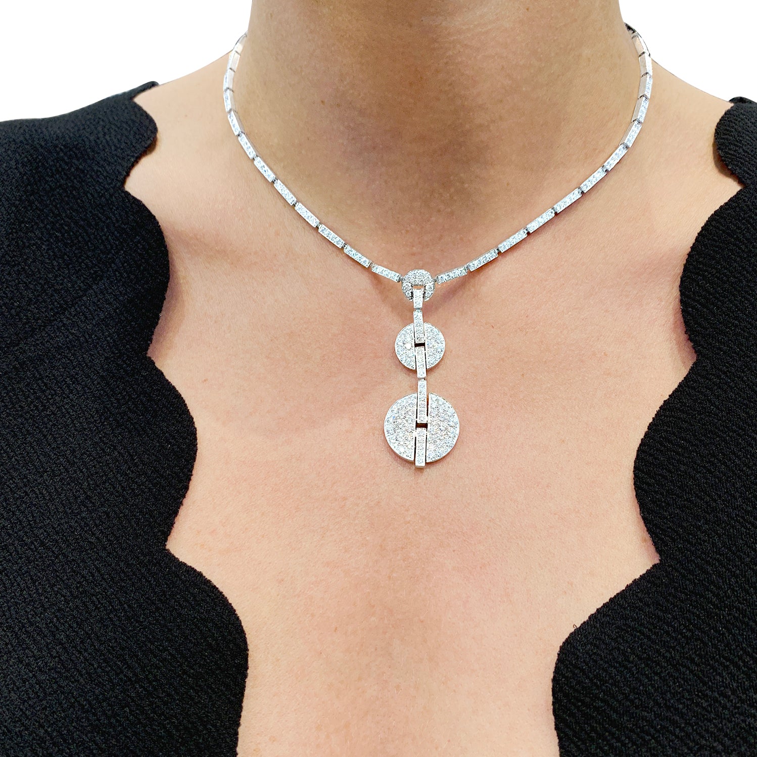 Cartier "Himalia" High Jewelry necklace in white gold and diamonds.