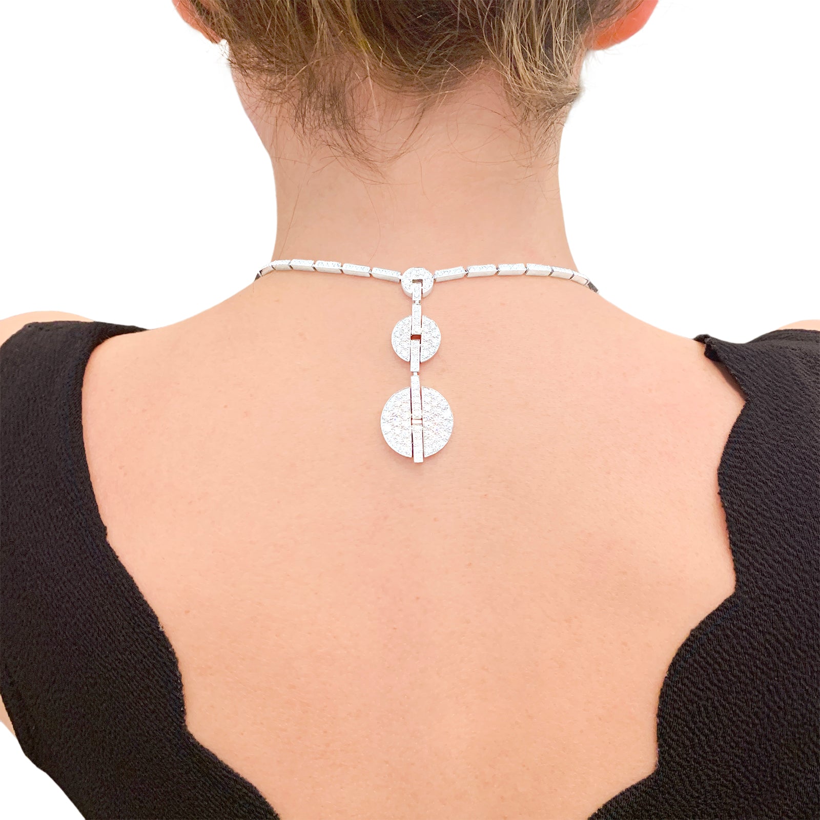 Cartier "Himalia" High Jewelry necklace in white gold and diamonds.