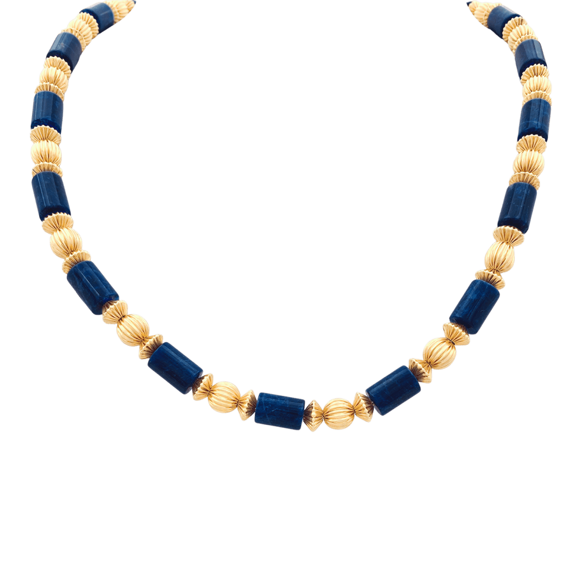 Collier Lalaounis, or jaune, sodalites. - Maison Eloe